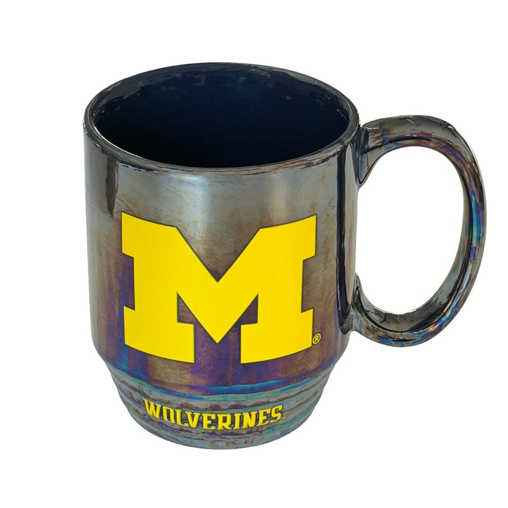 Michigan Wolverines University Iridescent Ceramic Coffee Mug Cup Logo NCAA